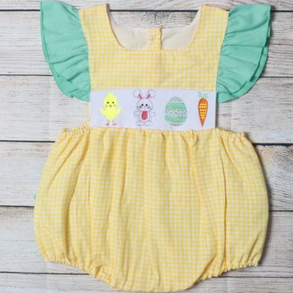 EASTER EMBROIDERY RUFFLED ROMPER